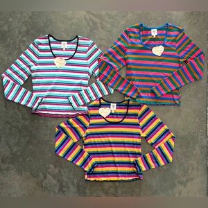 NWT! 3 knit striped long sleeved shirts juniors M, by Self Esteem